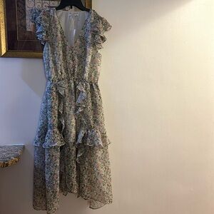 Elaine Ruffle Sleeveless Midi Dress